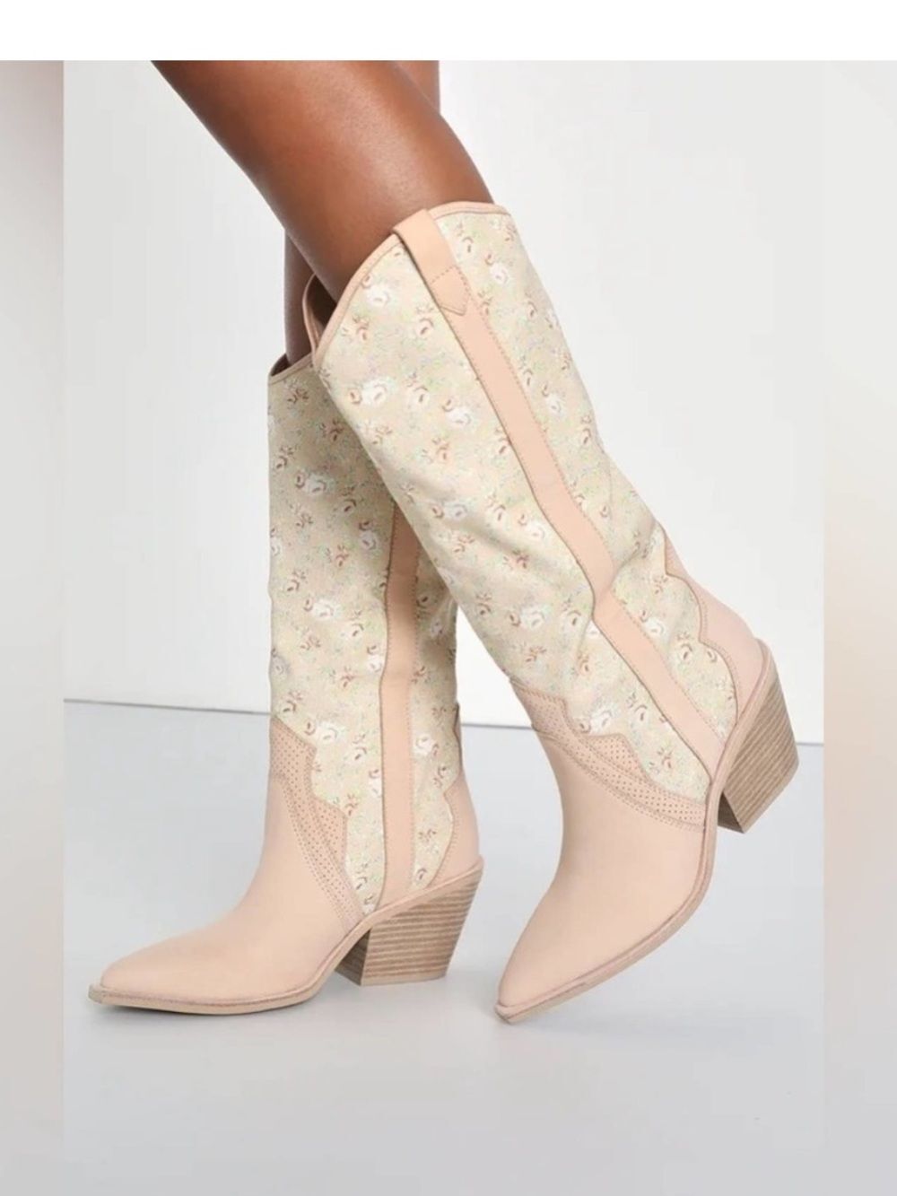 NEW Dolce Vita Navene Tall Western Boots Pink Rose Multi Floral Womens Size 9.5